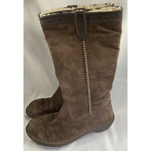 UGG Swell Boots Womens 7 Shearling Lined Brown Suede Winter Outdoor Pull 5676